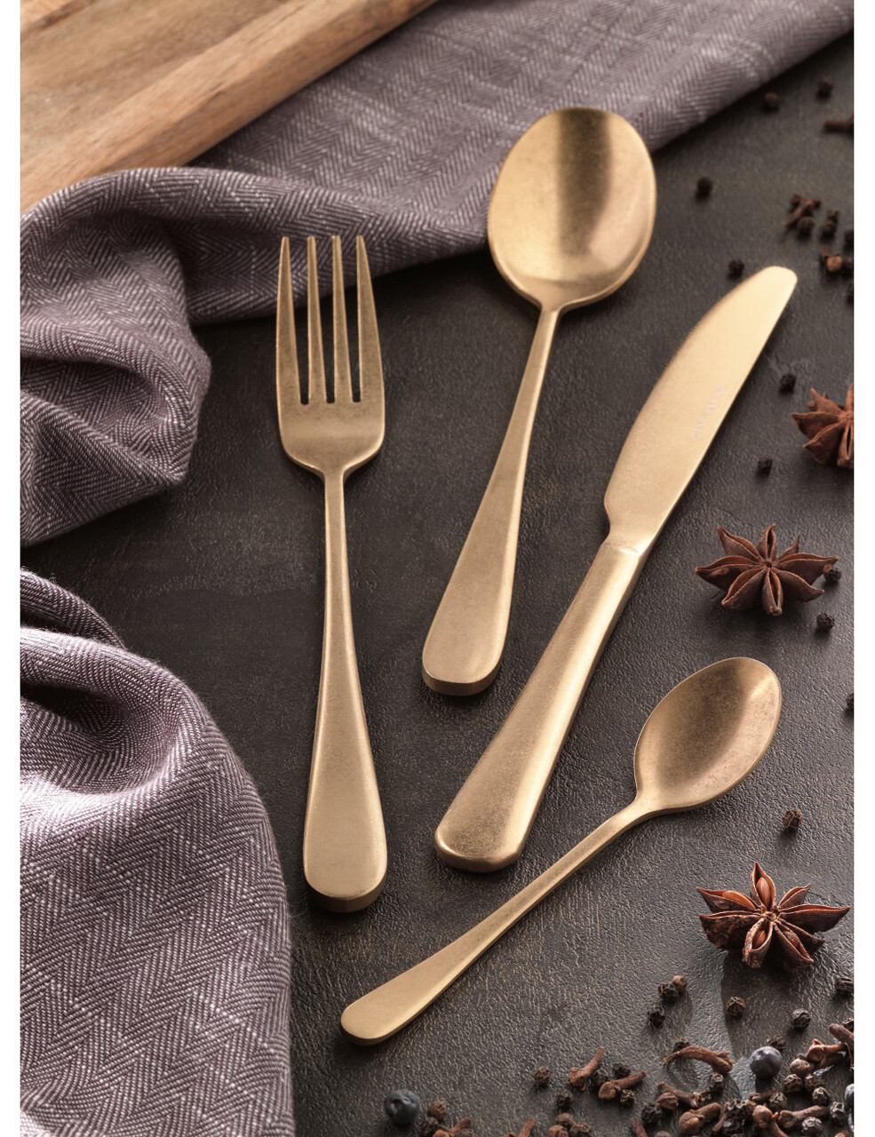 Set tacamuri 16 piese, Old Gold, Brandani, inox, auriu - imagine 4